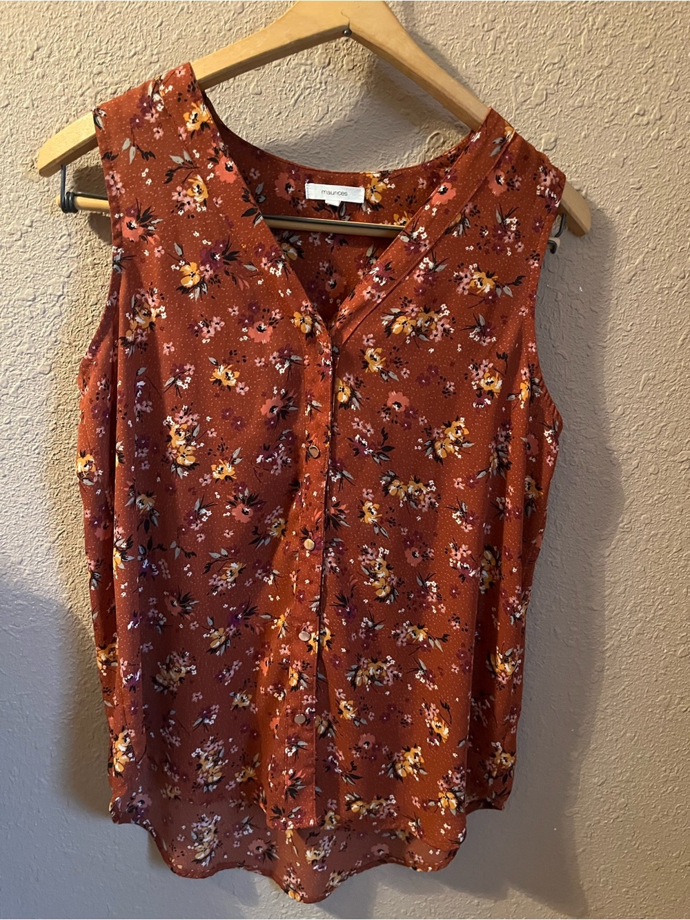Cottagecore Floral earth tones V-Neck Tank Top with Button Front